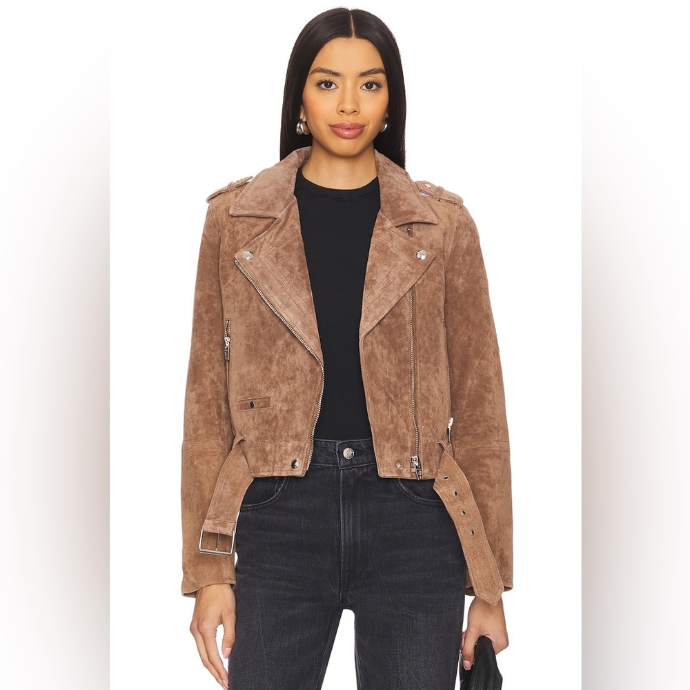 Blank NYC Suede Leather Belted Moto Jacket
